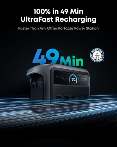 Anker SOLIX C1000 Gen 2 Portable Power Station, 2,000W (Peak 3,000W) Solar Generator, Full Charge in 49 Min, 1,024Wh LiFePO4 Battery for Home Backup