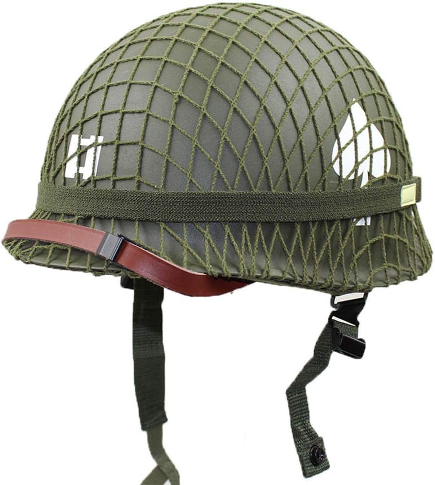 LUCKYYAN Perfect WW2 US Army M1 Green Helmet Replica with Net/Canvas Chin Strap DIY Painting Pack of 2