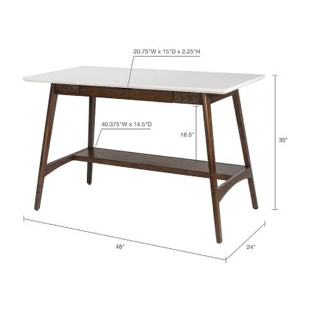 Parker Desk Wood - Off White + Pecan