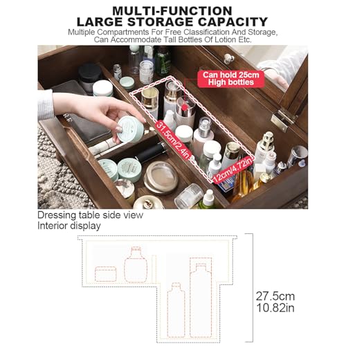 Small Vanity Table for Bedroom Vanity Desk with Mirror Makeup Vanity Table Front High-Definition Silver Mirror Large Storage Capacity Easy to Move