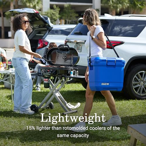Coleman Pro 55qt Wheeled Ultra-Light Premium Hard Cooler, Extra-Thick Insulation Keeps Ice up to 5 Days, 92-Can Capacity, Heavy-Duty Wheels
