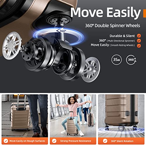SHOWKOO Luggage Sets Expandable PC+ABS Durable Suitcase Double Wheels TSA Lock Black