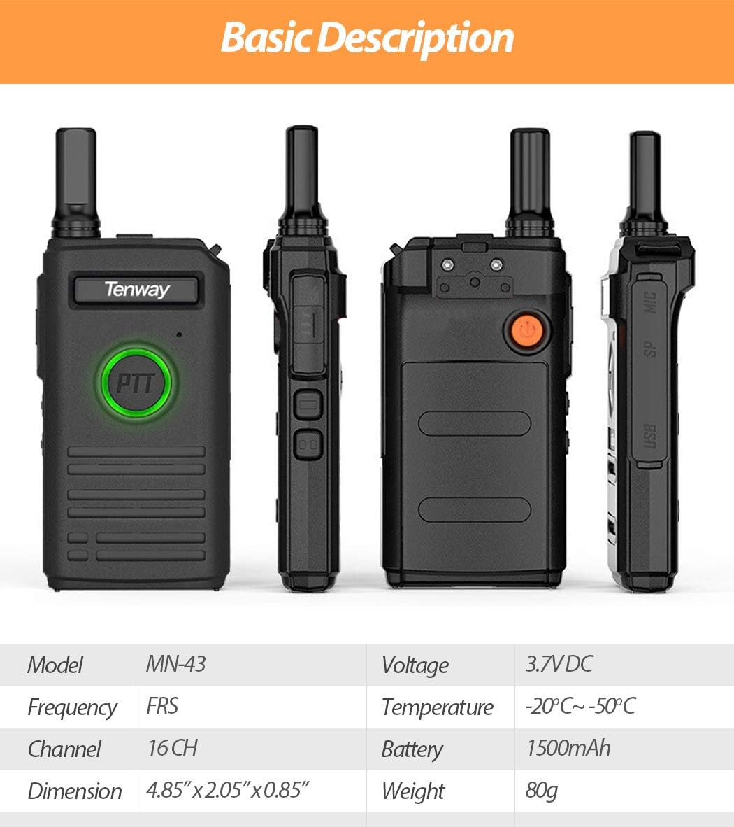 Walkie Talkie for Adults Long Range Rechargeable Mini Two Way Radio with Earpiece VOX Hands Free for Family Kids Trip Camping Hiking (4 Pack)