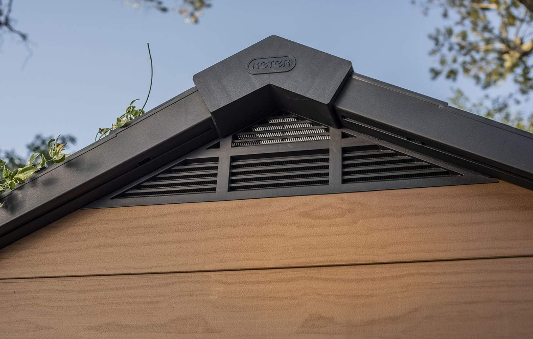 KETER Newton 7.5x7 Large Resin Outdoor Storage Shed Kit &ndash; Perfect to Store Patio Furniture, Garden Tools, Bike Accessories, and Lawn Mower