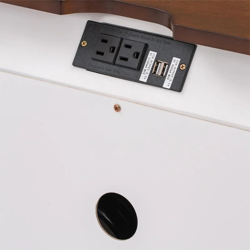 20 in. Scandinavian Style Solid Wood Nightstand with USB Charging Port and Three Drawers for Bedroom Wine