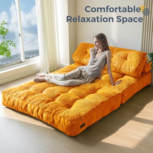 MAXYOYO Folding Sofa Bed, Convertible Sleeper Chair with Pillow Foldable Mattress with Back Support