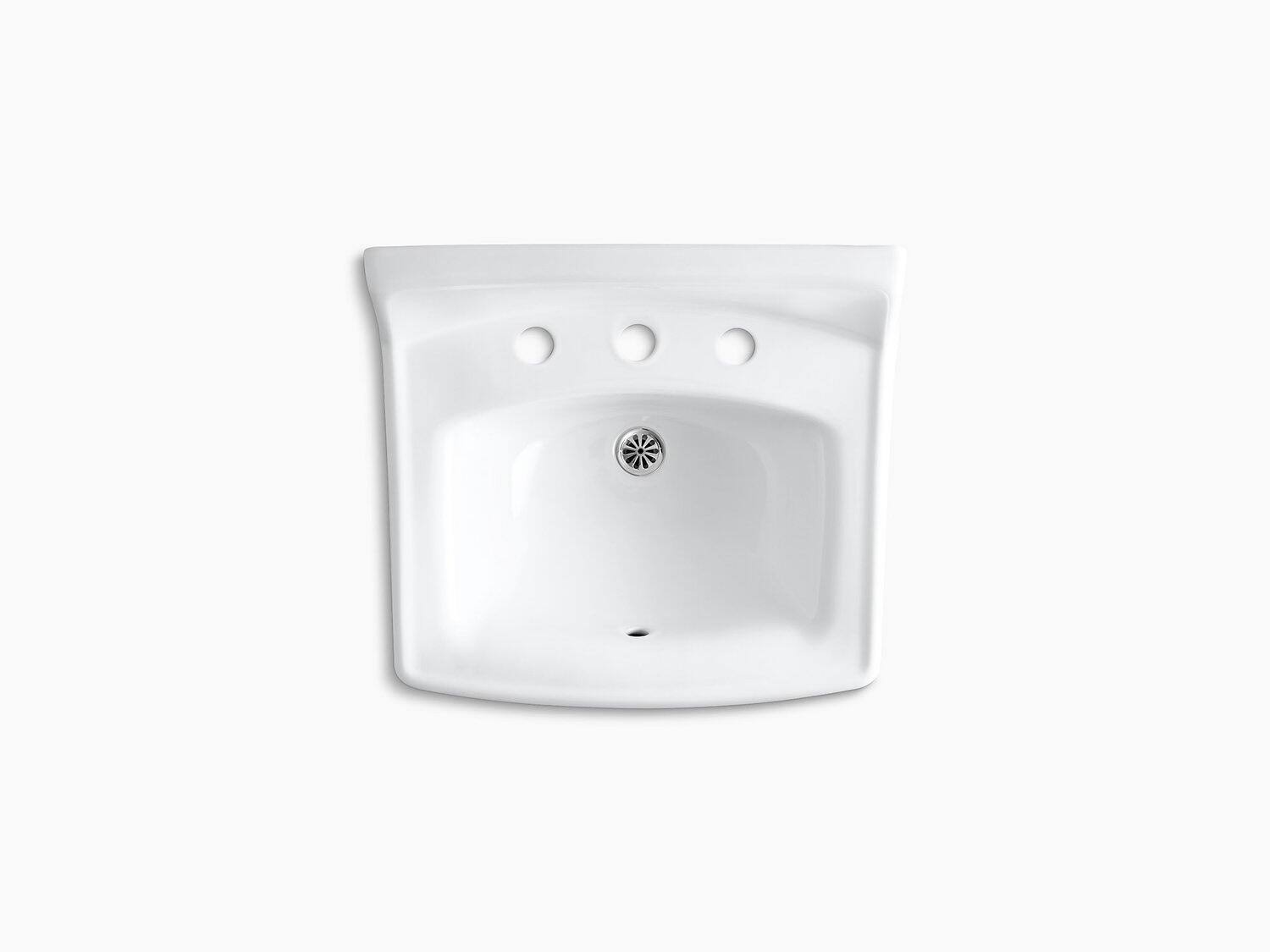 KOHLER K-2030-7 Greenwich 20-3/4x22 X 18-1/4x22 Wall-Mount/Concealed Arm Carrier Bathroom Sink with Widespread Faucet Holes - Bl