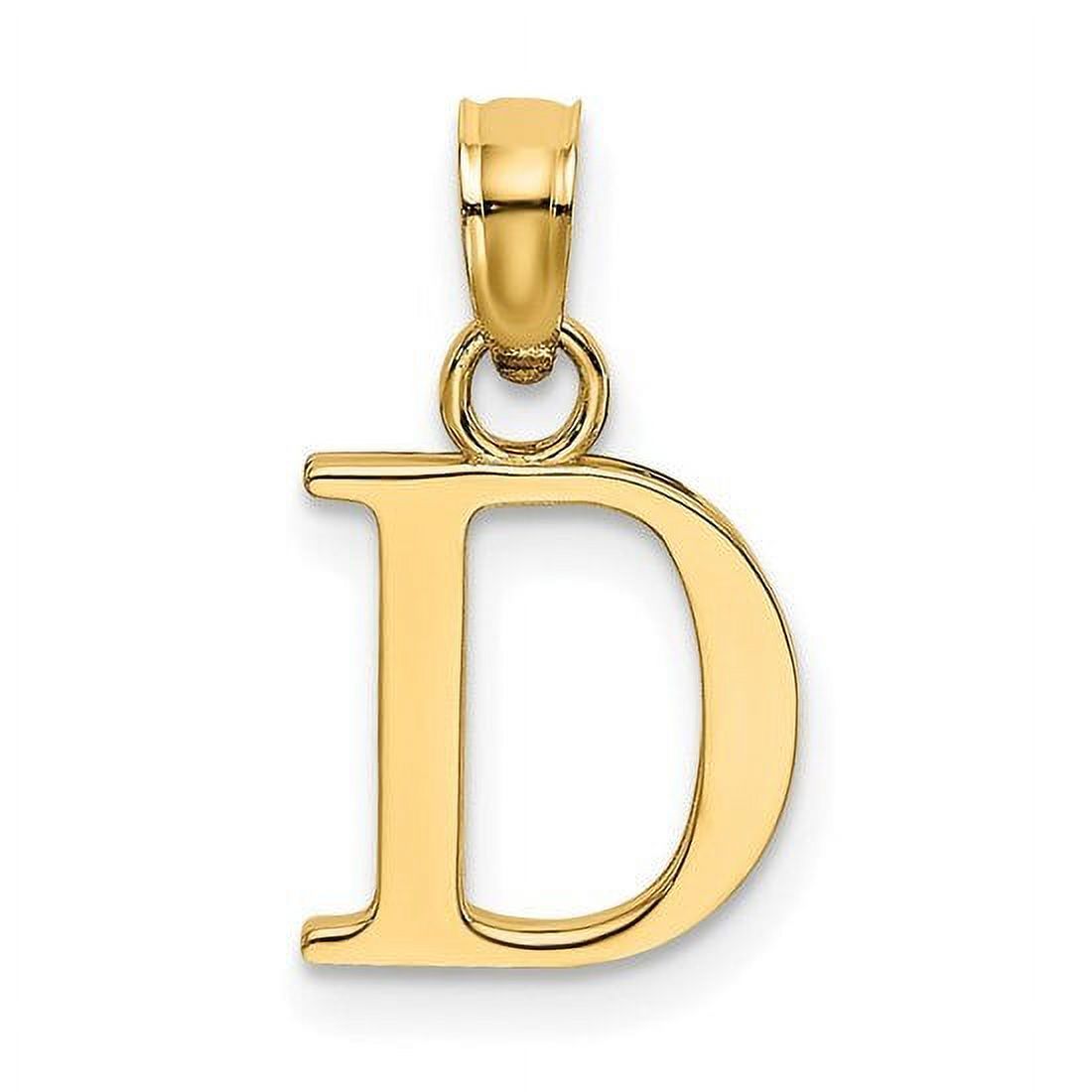 14k Yellow Gold Polished D Block Initial Pendant