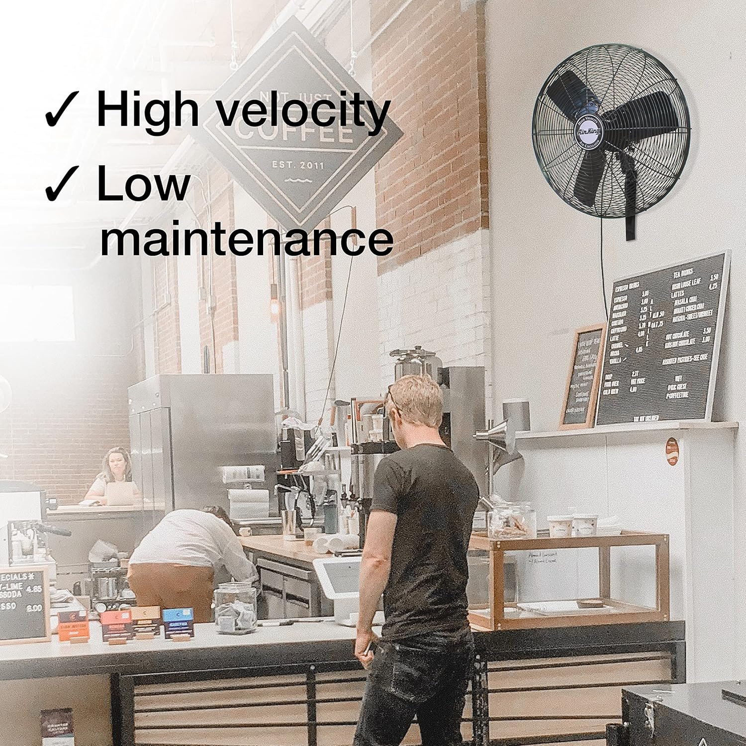 Air King 9025 24-Inch Industrial Grade Oscillating Wall Mount Fan , Black