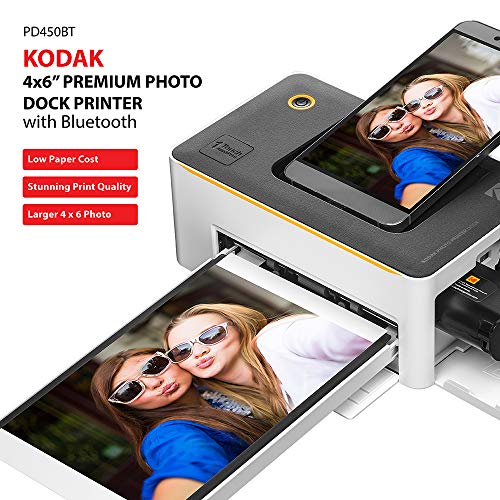 Kodak Dock Premium 4x6” Portable Instant Photo Printer, Bluetooth Edition | Full Color Photos, 4Pass & Lamination Process | Compatible with iOS