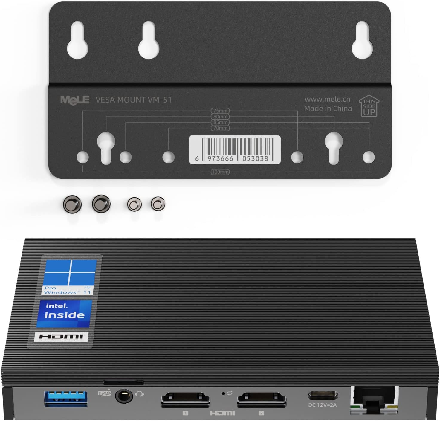 MeLE Mini PC Quieter2Q Fanless Windows 11 Pro Portable Desktop Micro Computer J4125 8G 256GB 4K Dual HDMI Gigabit Ethernet Small Form Factor pc for