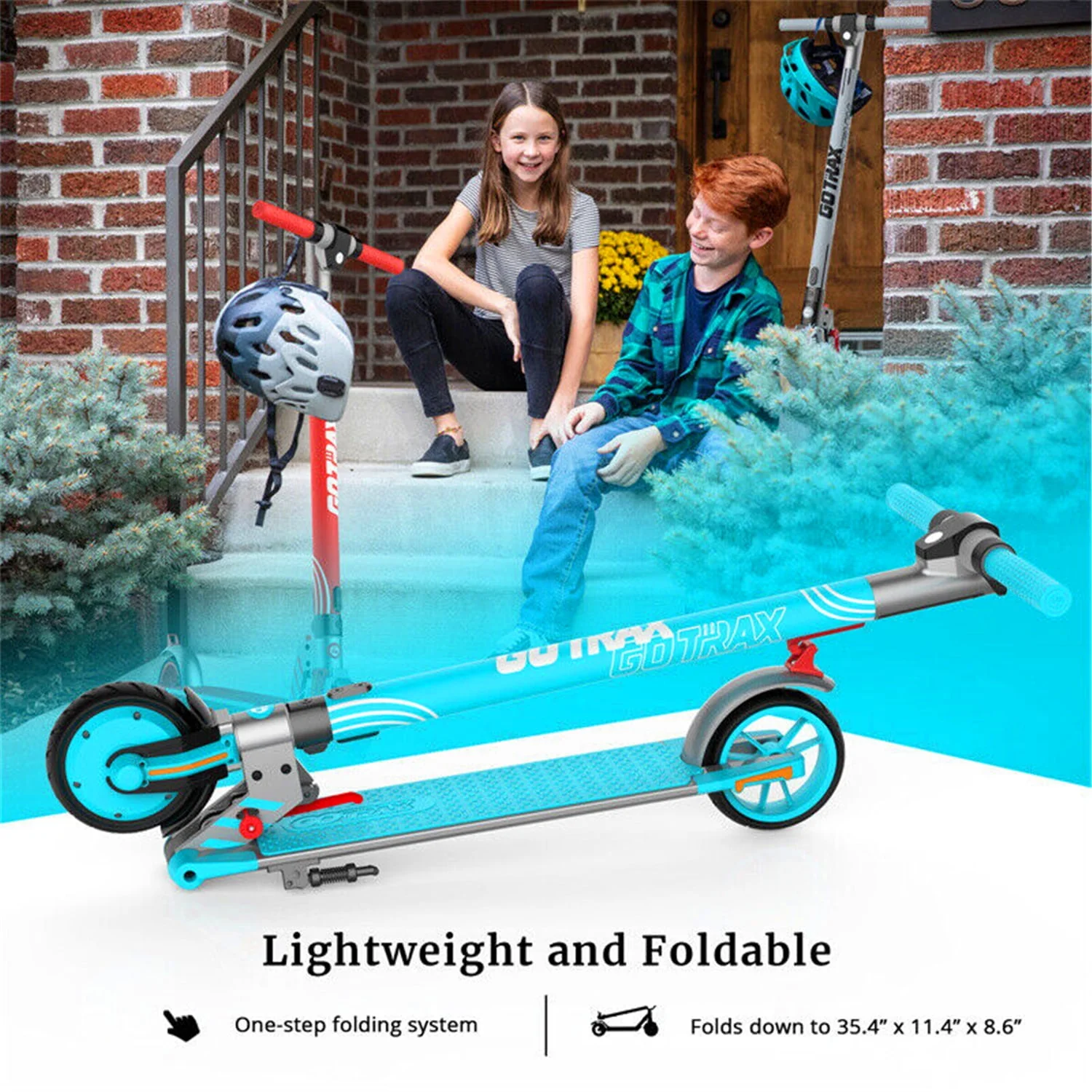 GOTRAX Vibe Electric Scooter for Kids Teens 8-15, 250W 6.5 Tires 7 Miles Foldable Commuting E-Scooter, Blue