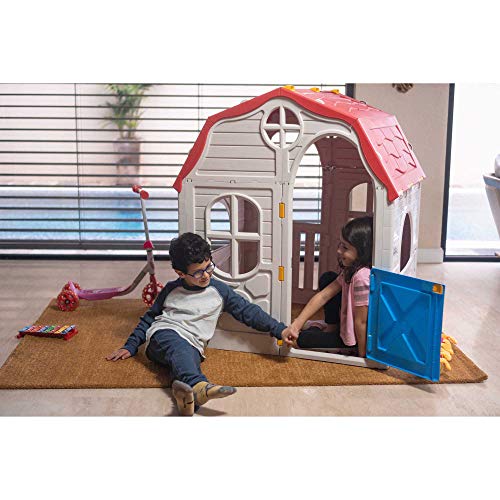 Ram Quality Products Classic Real Feel Cottage Compact Foldable Plastic Toddler Roomy Outdoor Playhouse for Children Ages 2 Years Old and Up, White