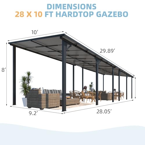 AECOJOY 10&rsquo; x 10&rsquo; Gazebo, Wall Mounted Gazebos Pergola on Clearance, Outdoor Patio Lean to Gazebo Awnings for Deck, Porch