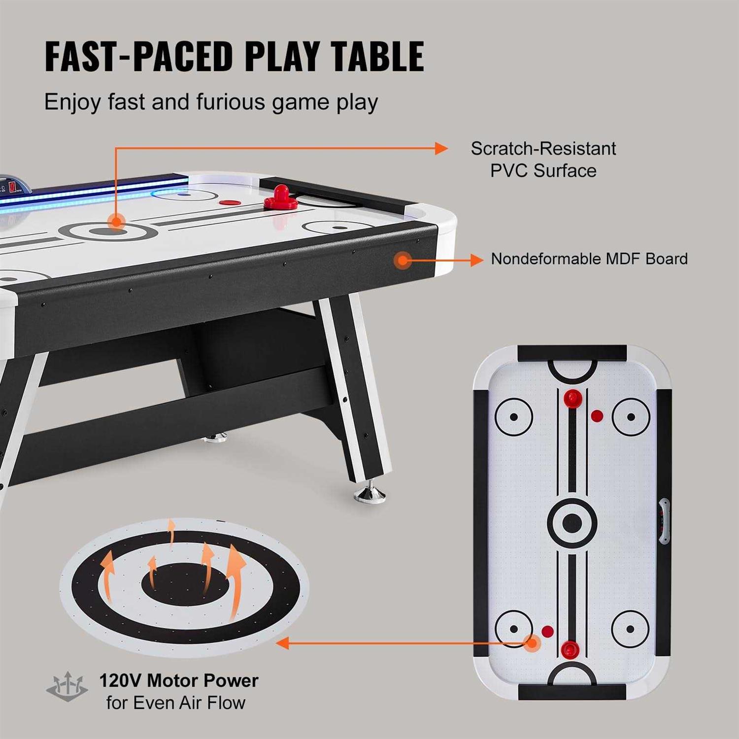 VEVOR Air-Powered Hockey Table, 72 Indoor Hockey Table for Kids and Adults - Sports Supplies Online Store