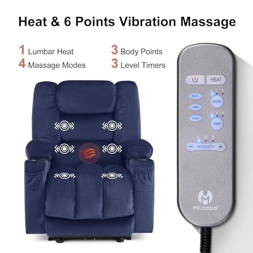 MCombo Zero Gravity Power Recliner Chair with Heat and Vibration Massage, Reclining Chair with USB & Type C Ports, Cup Holders for Living Room
