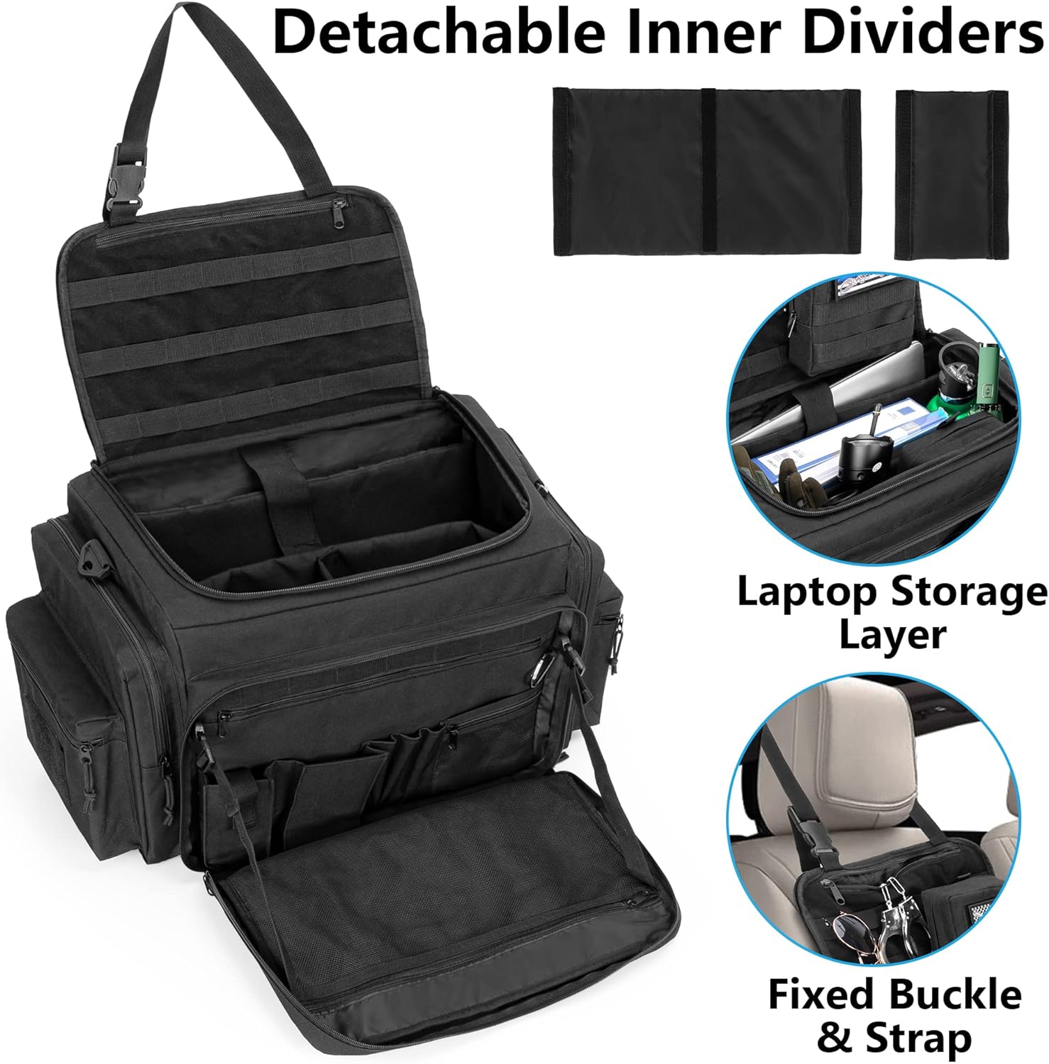 SAMDEW Patrol Bag, Police Gear Bag for Law Enforcement & Police Equipment, Car Front Seat Organizer for Police, Truckers & Travelers
