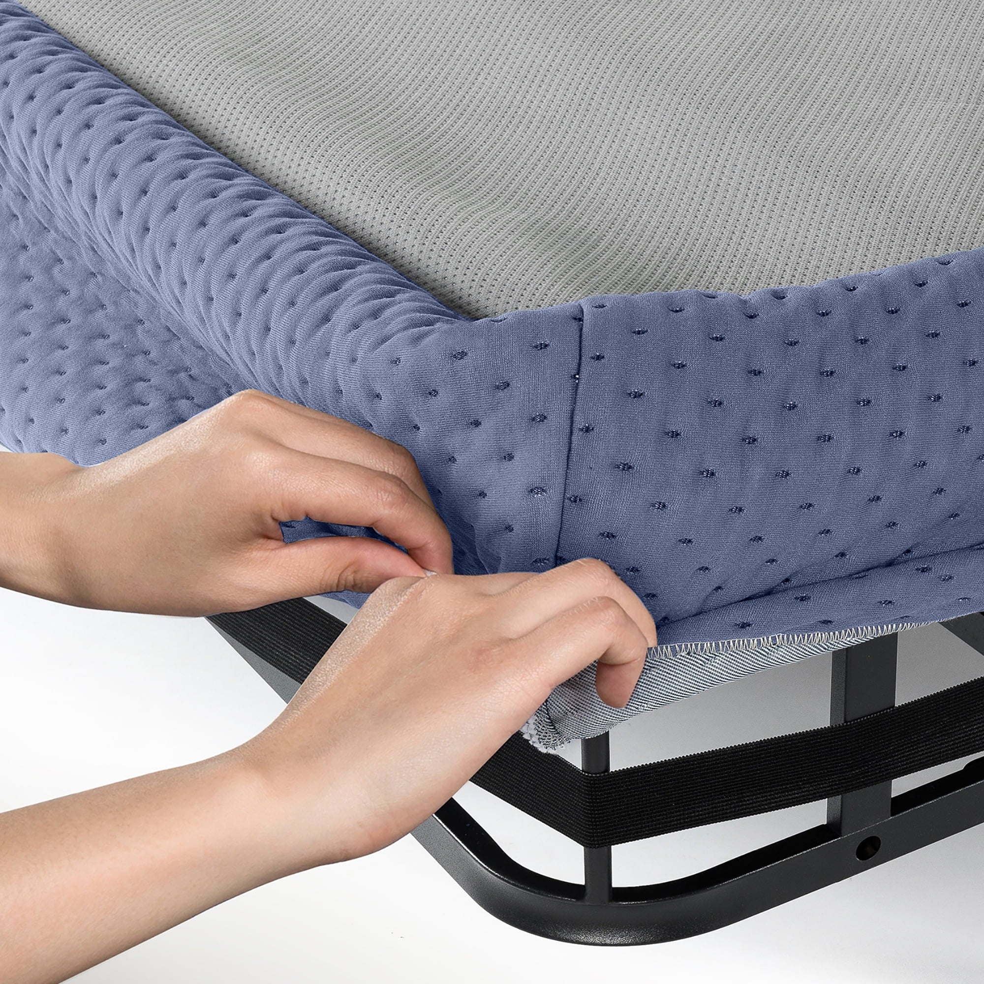 Mellow 9 Box Spring, Heavy Duty Steel, Easy Assembly, Navy, Queen