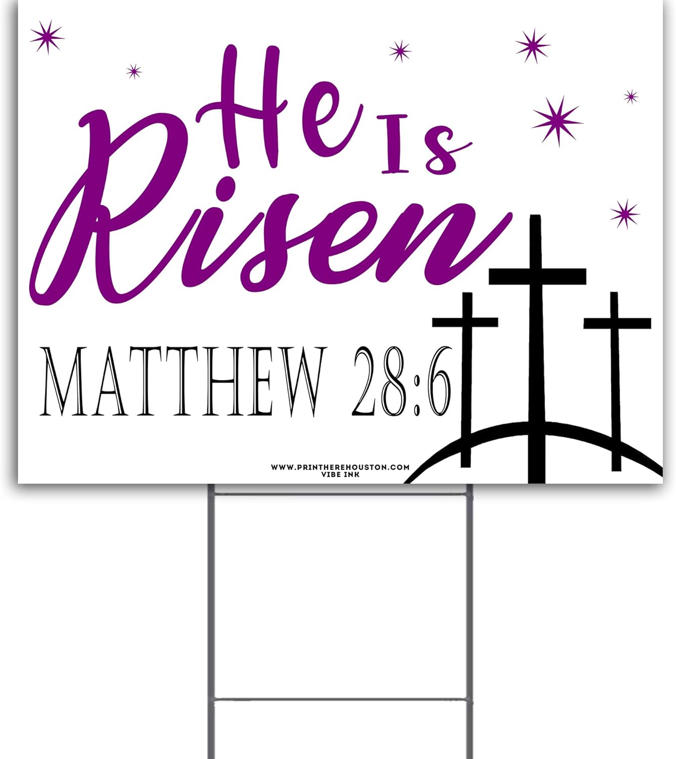 VIBE INK He is Risen - Matthew 28:6-24 x18 Decorative Jesus Easter Screen Printed Yard Signs with Metal Stake Stands - Waterproof, Double-Sided