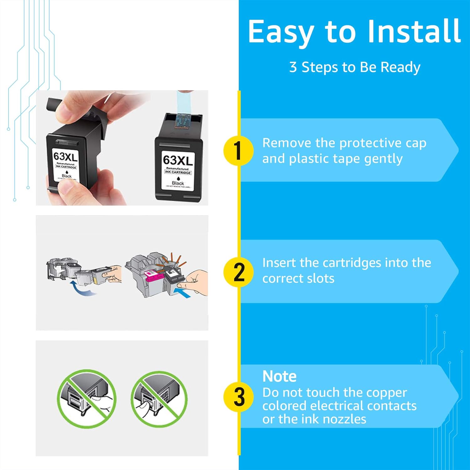 Palmtree Remanufactured Ink Cartridge Replacement for HP 63 XL 63XL for HP Envy 4520 4512 Officejet 3830 4650 5258 5255 4655 3833 Deskjet 1112 3631