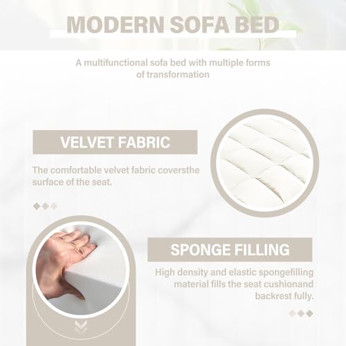 WIIS' IDEA Convertible Sofa Bed,3 in 1 Velvet Sleeper Sofa Pull-Out Bed
