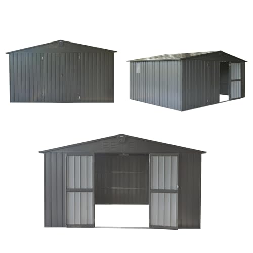 6x4 ft Small Outdoor Metal Storage Shed with Floor Frame & Lockable Door, Heightened Entry Garden Tool Shed for Backyard, Durable Galvanized Steel