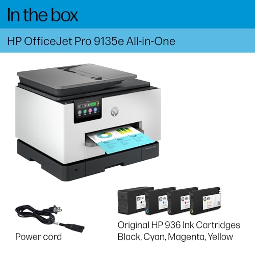HP OfficeJet Pro 9135e All-in-One Printer, Color, Printer-for-Small Medium Business, Print, Copy, scan, fax
