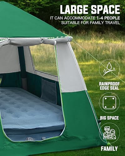 14.1'x6.5'x9' Inflatable Tents for Camping, Portable 6/8/10 Person Blow Up Air Tent