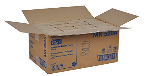 Tork Multifold Hand Towel, Natural, 100% recycled, FSC certified, Compatible with H2 Dispensers, 16 packs x 250 sheets (MK520A)