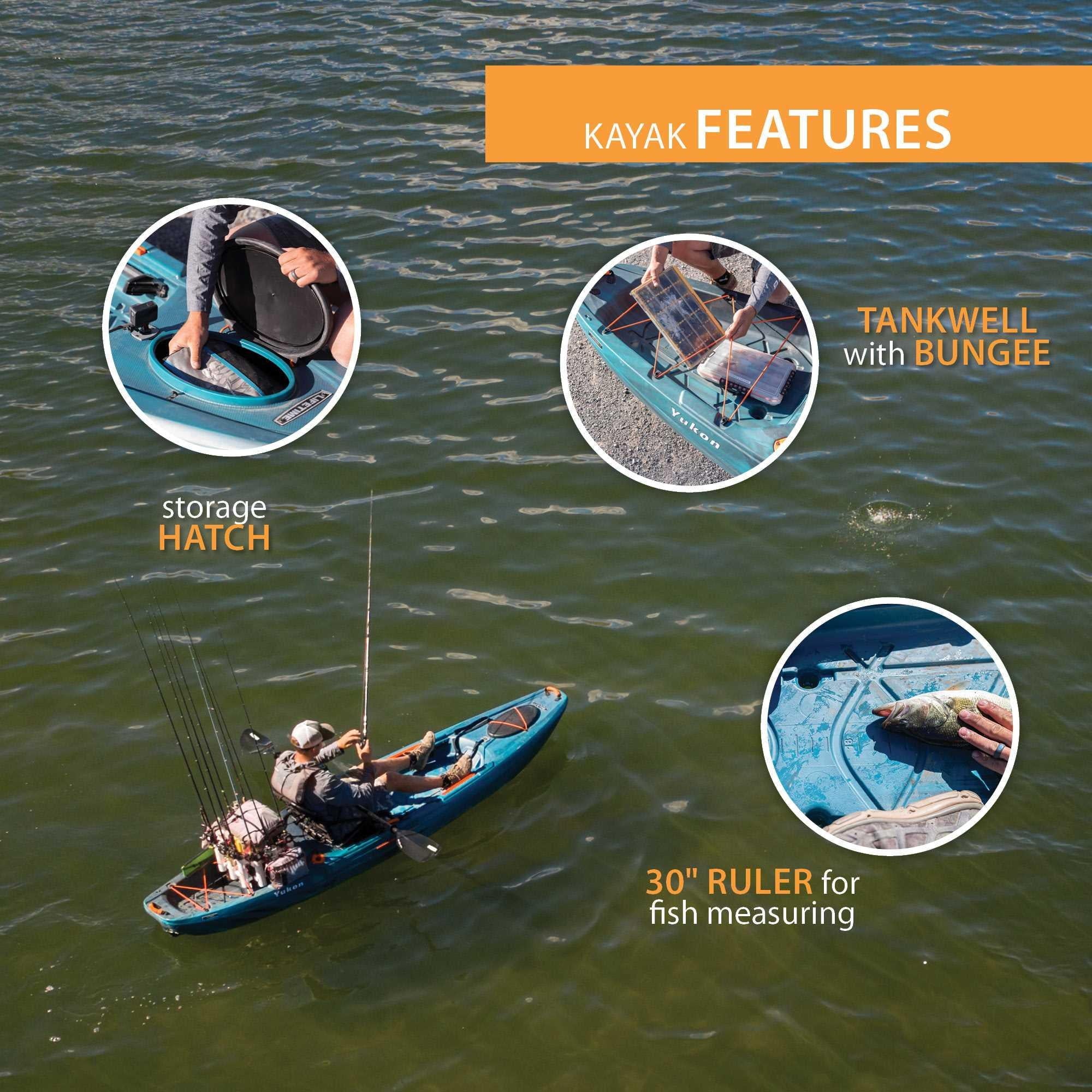 Lifetime Yukon Angler 116 inch Sit-on-Top Fishing Kayak, Lightning Fusion (90846)