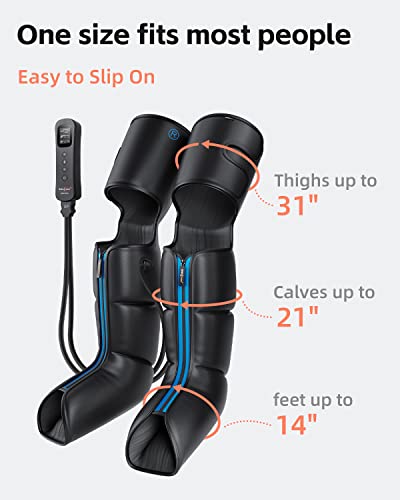 SHINE WELL Leg Massager with Heat and Compression, Leg Massager for Circulation and Pain Relief, Full Leg Massager with 3 Heat 3 Modes 3 Intensities