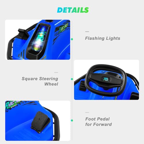 360 Degrees Rotating Ride On Drift Car and 2 Replacement Universal Wheels, 24V Electric Drifting Go Kart for Kids W/Brushless Motor, High/Low Speed