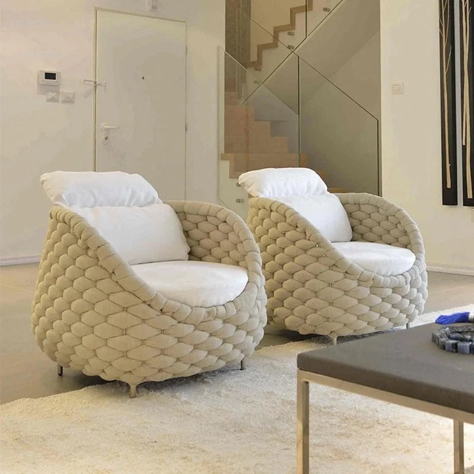 Rattan Luxury Chair Throne Relax Leisure Backrest Sofa Design Chair Living Room Coffee Office Sillas Comedor Outdoor Furniture