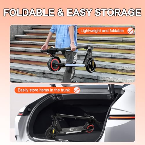 Electric Scooter for Kids Ages 6-12, Equipped with 130W Motor, LCD Display, Foldable Design, LED Color Lights, Rear Motor Brake System