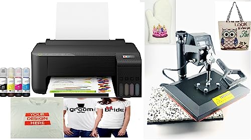 PC Universal Super-Tank Wireless Sublimation Printer Bundle for Custom T-Shirt/Glove/Tote Bag Design - Up to 10