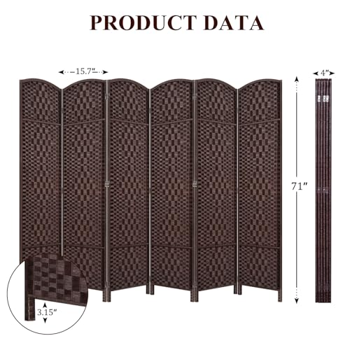 Room Divider, Room Dividers and Folding Privacy Screens, 16in Privacy Screen, 6 Panel Temporary Wall Partitions, 6ft Space Separation Panel Screen