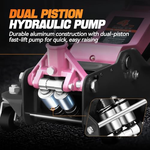 Auto Dynasty 4 Ton Low Profile Floor Jack, Heavy Duty Steel Hydraulic Car Jack with Dual Pistons Quick Lift Pump, Hydraulic Racing Floor Jack