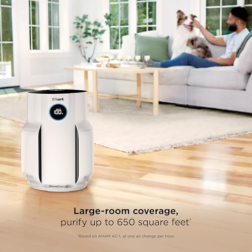 Shark Air Purifiers for Home Large Room with NeverChange Air Filter, 5 Year HEPA Filter, Covers 650 Sq. ft
