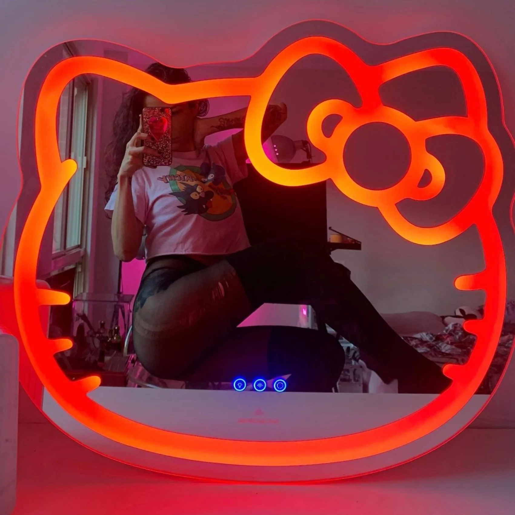 Impressions Vanity Hello Kitty LED Makeup Mirror, Wall Mount Tabletop Lighted Mirrors with Touch Sensor - Radiant Selections