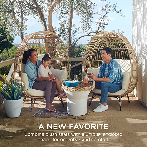 Best Choice Products Wicker Egg Chair, Oversized Indoor Outdoor Lounger for Patio, Backyard, Living Room w/ 4 Cushions, Steel Frame, 440lb Capacity
