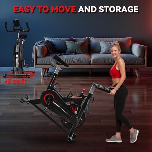 Exercise Bike, WENOKER Stationary Bike for Home, Indoor Bike with Whisper Quiet, Heavy Flywheel and Upgraded Digital Display
