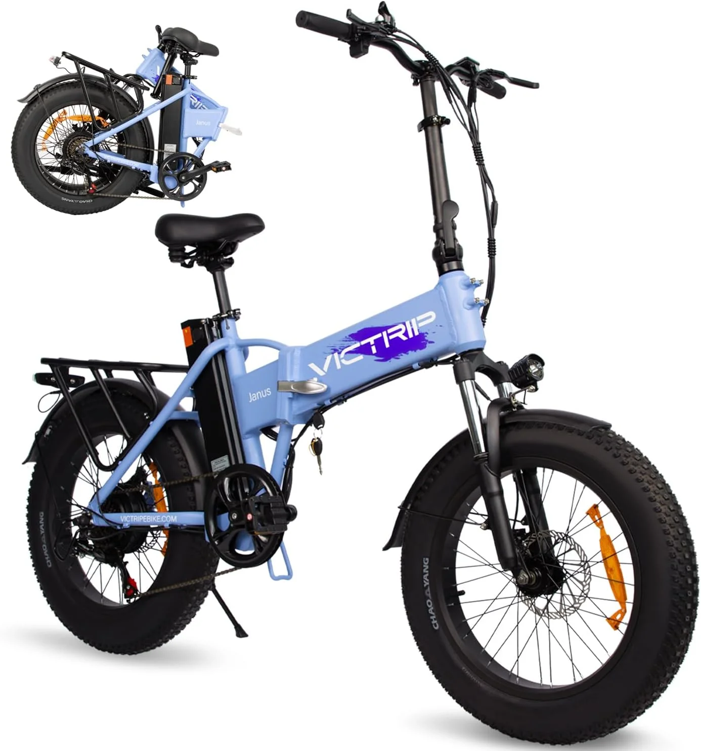VICTRIP Electric Bike for Adults 20.8Ah Battery 75+ Long Range 4-6Hours Fast Charging 500W 25Mph 7 Speed 20 x 3.0 Fat Tire LCD Display Electronic