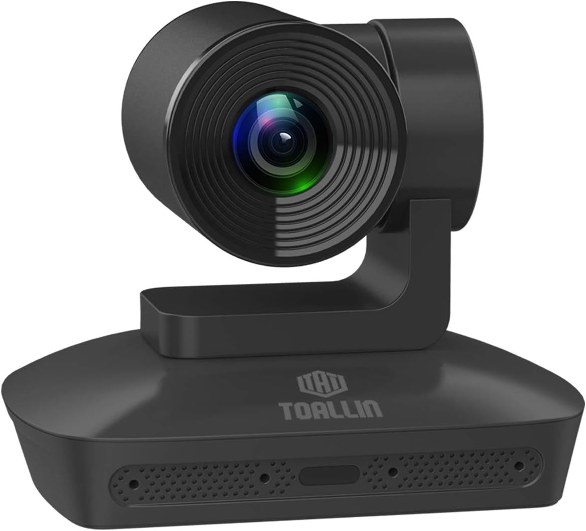 TOALLIN HD 1080P PTZ Conference Room Camera with 4 Microphones Array, 10X Optical Zoom Video Conference Camera, Automatically Voice Tracking