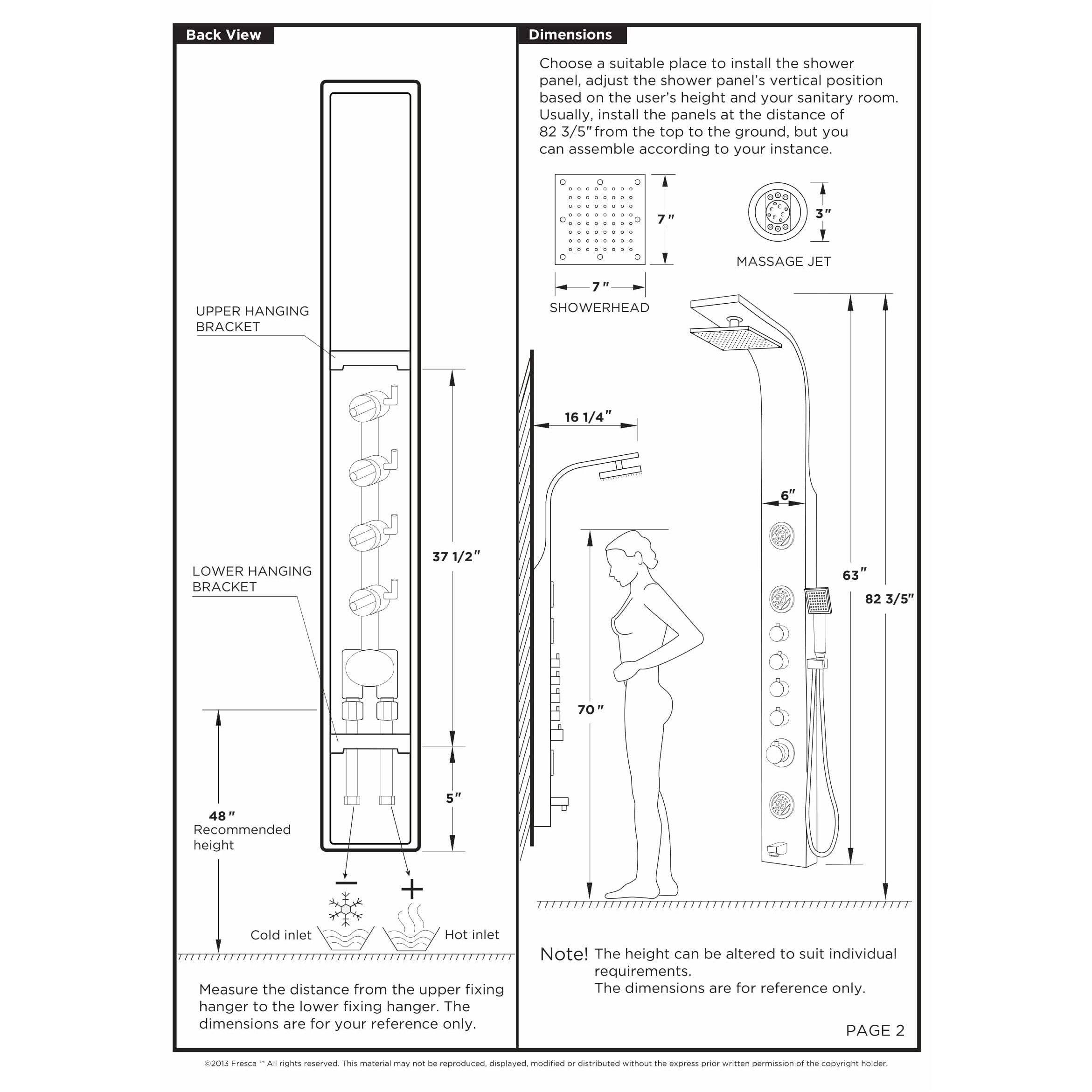 Fresca FSP8009BS Geona Stainless Steel (Brushed Silver) Thermostatic Shower Massage Panel