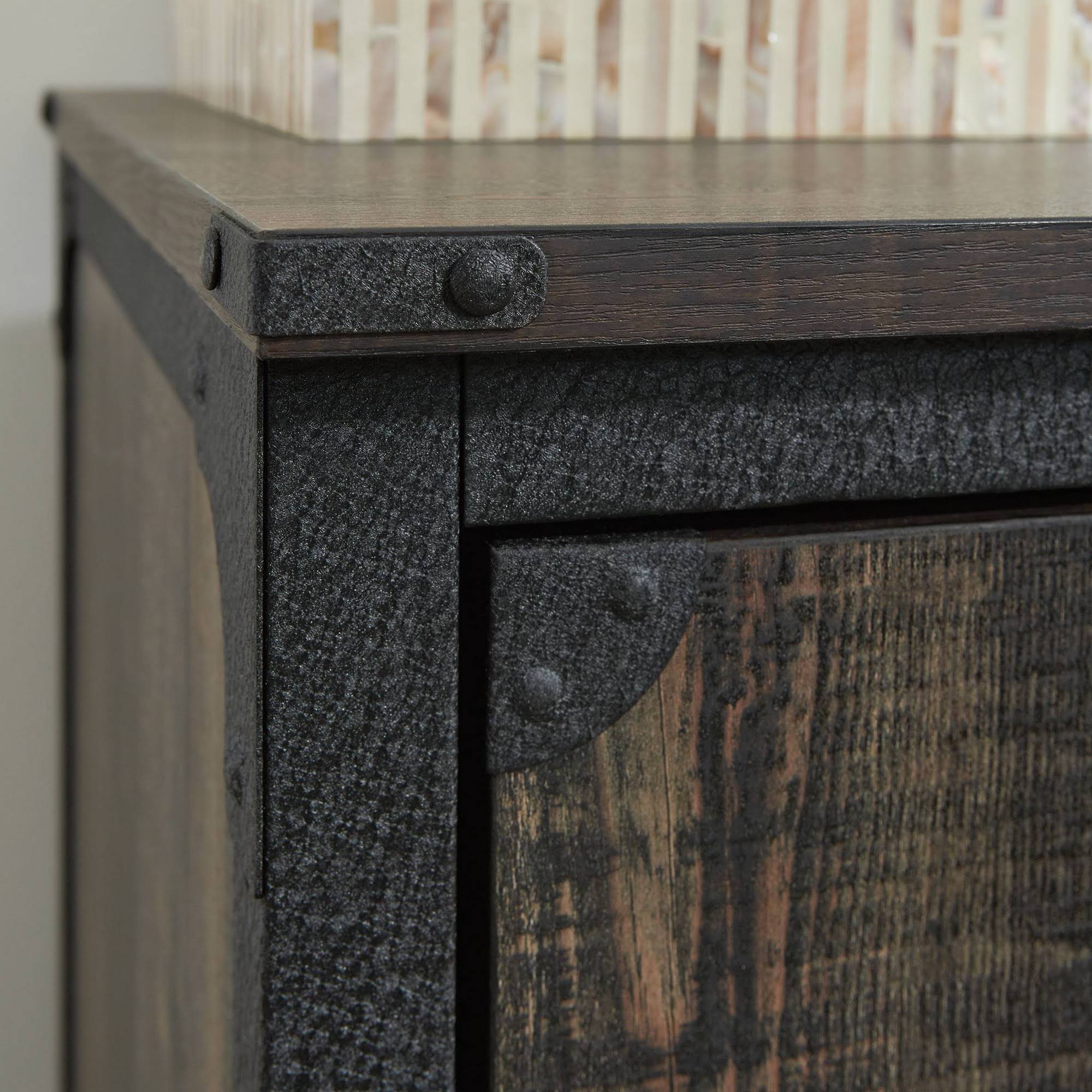 Sauder Steel River Industrial Storage Cabinet in Carbon Oak