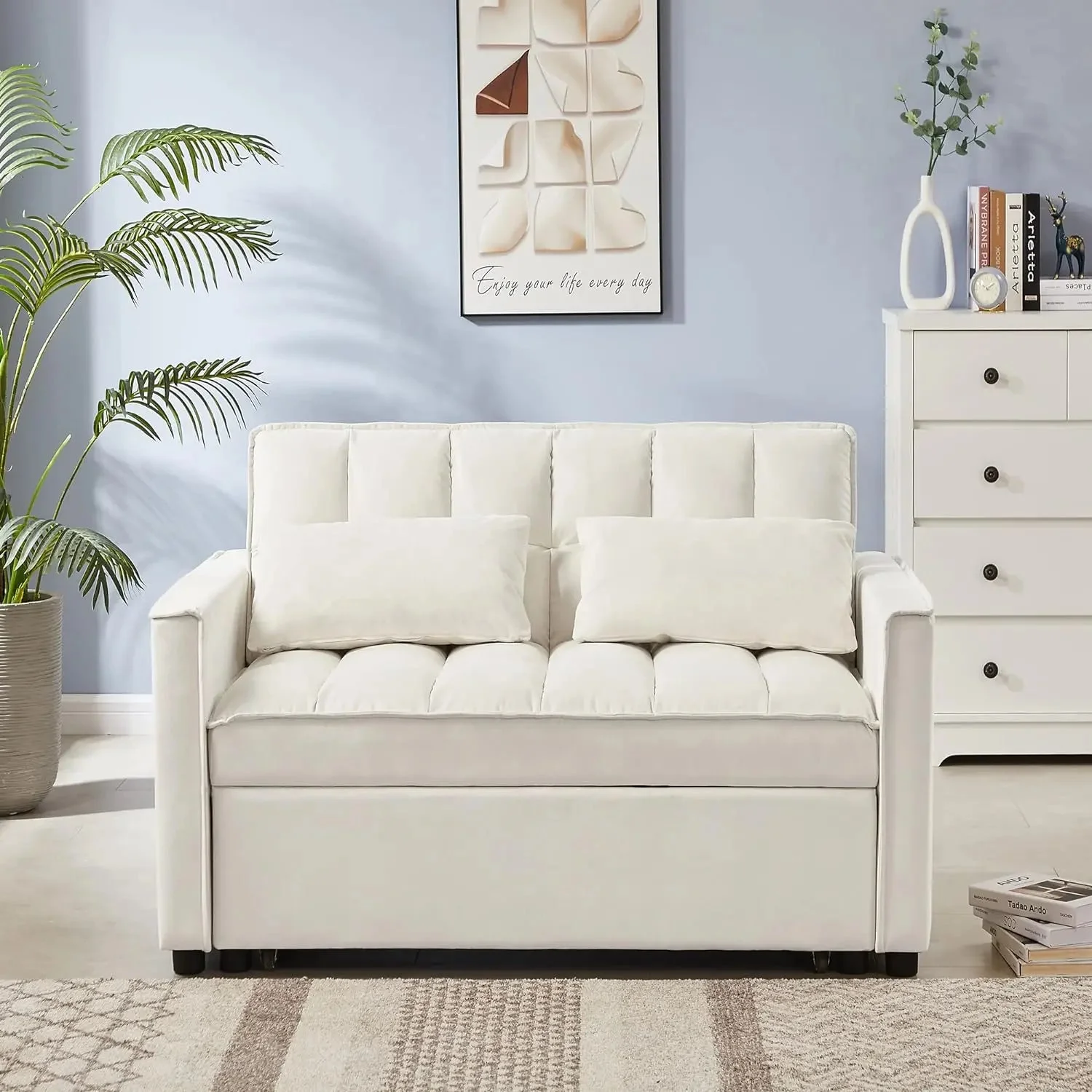 3 in 1 Convertible Sleeper Loveseat, Futon Sofa Couch With Pullout Bed ,Furniture for Living Room sofa bed  home furniture