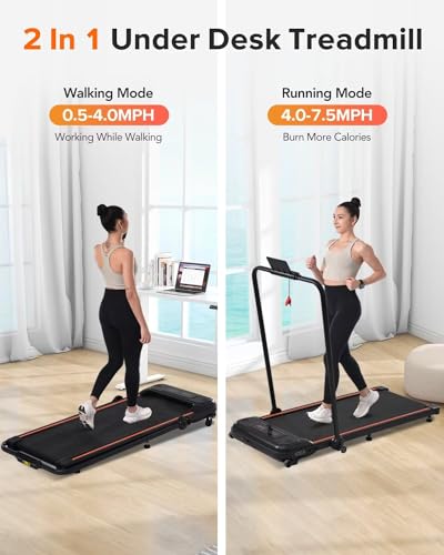 Merax Walking Pad with Handle Bar, 2 in 1 Under Desk Walking Pad