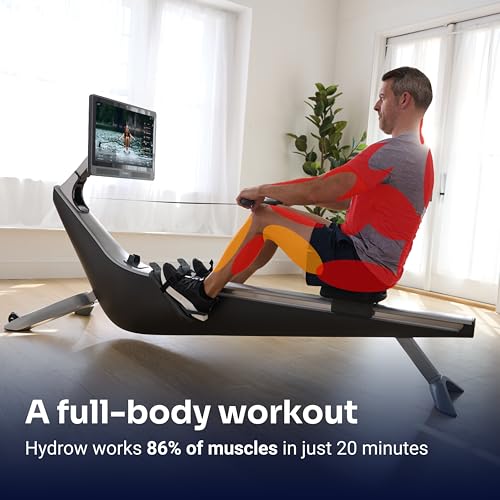 Hydrow Pro Rowing Machine with Immersive 22" HD Rotating Screen - Stows Upright | Live and On-Demand at-Home Workouts, Membership Required