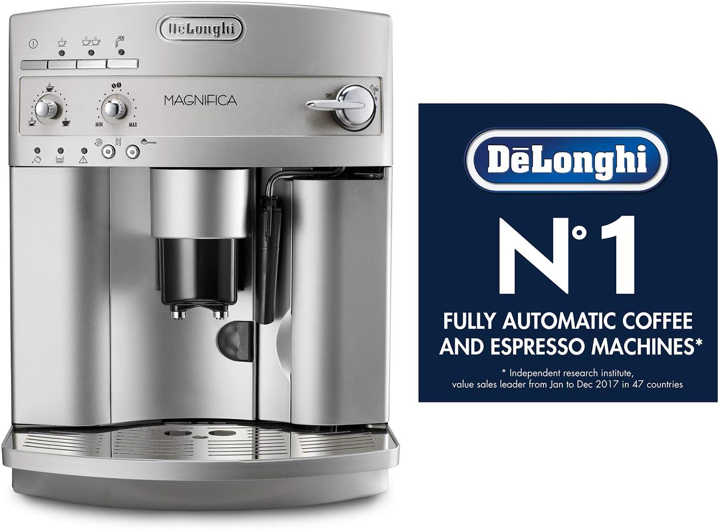 De'Longhi ESAM3300 Magnifica Super Automatic Espresso & Coffee Machine, Silver
