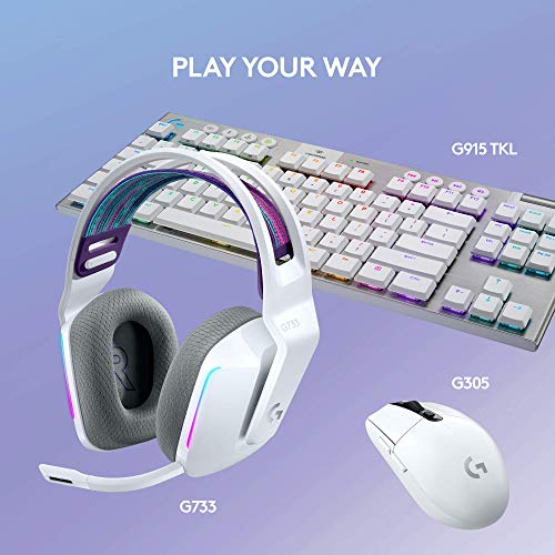 Logitech G733 Lightspeed Wireless Gaming Headset, Suspension Headband, Lightsync RGB, Blue VO!CE Mic, PRO-G Audio – Black, Gaming Headset Wireless